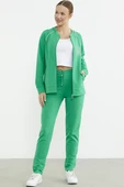 Biye Detaylı Fermuarlı Eşofman Takım - Yeşil thumbnail 2