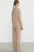 Düz Renk Gömlek Model Pijama Takım - Somon - 6