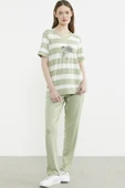 Rahat Kalıp Çizgili Pantolon Takım - Yeşil thumbnail 4