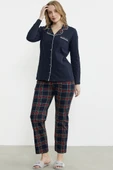 Gömlek Model Ekose Pijama Takım - Lacivert - 4