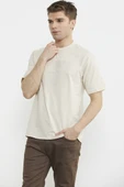 Oversize Baskılı Pamuk Tişört - Kamel thumbnail 2