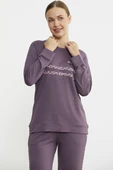 Leopar Çizgili Jogger Pijama Takım - Mor - 4