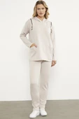 Fermuar Detaylı Cepli Eşofman Takım - Bej thumbnail 1