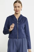 Süet Görünümlü Fermuarlı Kısa Mont - Lacivert thumbnail 1
