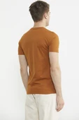 Kabartma Baskı Detaylı Pamuk Tişört - Kiremit thumbnail 5