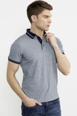 Renk Kombinli Polo Yaka Tişört - Lacivert - 4
