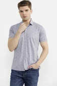 Slim Fit Baskılı Penye Gömlek - Lila - 3