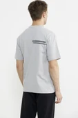 Bisiklet Yaka Oversize Pamuk Tişört - Açık Gri thumbnail 5