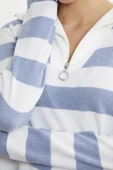 Kalın Çizgi Detaylı Pijama Takım - Mavi - 5