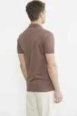 Detaylı Polo Yaka Kısa Kol Tişört - Sütlü Kahve thumbnail 5