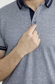 Renk Kombinli Polo Yaka Tişört - Lacivert - 5