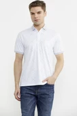 Baskı Detaylı Polo Yaka Tişört - Beyaz thumbnail 2