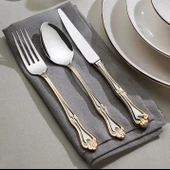 Nehir Lalezar Altın Sade 84 Parça Deri Kutulu Çatal Kaşık Bıçak Seti thumbnail 5