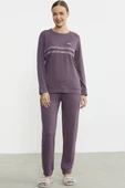 Leopar Çizgili Jogger Pijama Takım - Mor - 1