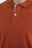 Detaylı Polo Yaka Kısa Kol Tişört - Kiremit - 5