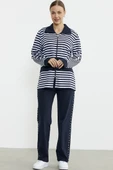 Çizgili Tunik Eşofman Takım - Lacivert - 1