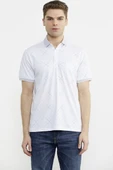 Baskı Detaylı Polo Yaka Tişört - Beyaz thumbnail 1