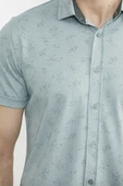 Slim Fit Baskılı Penye Gömlek - Yeşil - 5