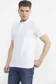 Detaylı Polo Yaka Kısa Kol Tişört - Beyaz thumbnail 3