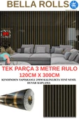 120cmx300cm Tek Parça Yapışkanlı Rulo Gold Çizgili Düz Parlak Siyah Duvar Paneli Kağıdı Şile QM0132 thumbnail 1