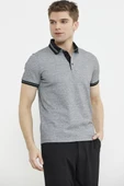 Renk Kombinli Polo Yaka Tişört - Gri thumbnail 4
