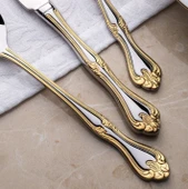 Nehir Lalezar Altın Sade 84 Parça Deri Kutulu Çatal Kaşık Bıçak Seti thumbnail 4