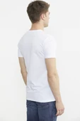 Bisiklet Yaka Baskılı Basic Tişört - Beyaz thumbnail 6