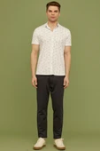 Slim Fit Baskılı Penye Gömlek - Beyaz - 3