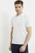 Renk Kombinli Polo Yaka Tişört - Beyaz thumbnail 1
