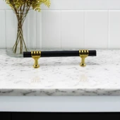 Mobilya Mutfak Dolabı Çekmece Dolap Kulpları Kapak Kulpu Kulbu Siyah Gold 128 mm Metal Kulp(12.8 cm) - 5
