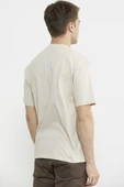 Oversize Baskılı Pamuk Tişört - Kamel thumbnail 6