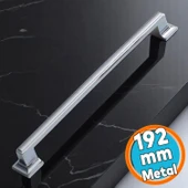 Mobilya Mutfak Dolabı Dolap Kapak Çekmece Kulpları Kulbu Kulpu 19.2 cm 192 mm Krom Metal Kulp thumbnail 1