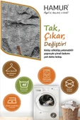 Yıkanabilir Puf Tabure Kılıfı Tak-Çıkar-Değiştir-Yenile Orta Sehpa Kılıfı Bb Teddy Gri - 4