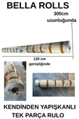 120cmx300cm Tek Parça Yapışkanlı Rulo Gold Beyaz Mermer Desenli Duvar Paneli Kağıdı Fatih QM0135 - 2