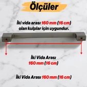 Mobilya Mutfak Çekmece Dolap Dolabı Kapak Kulbu Kulpu Kulpları (192 mm - 19.2 cm) İnox Metal Kulp thumbnail 2