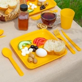 32 Parça Plastik Piknik Seti, Tabak, Çatal, Kaşık, Bıçak, - 1