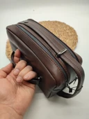 Deri El Tutma Çantası Kahve Renk thumbnail 3