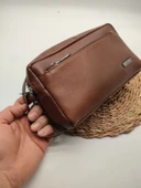 Deri El Tutma Çantası Taba Renk thumbnail 4