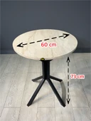 İkra Yuvarlak Traverten Siyah Balkon Masası Mutfak Yemek Masası 60 cm - 5