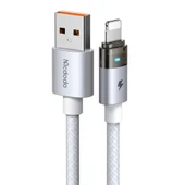 Mcdodo CA-6912 30W Işıklı Usb iPhone Şarj Data Kablosu 1.2m Beyaz - 1