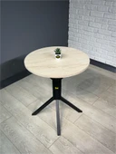 İkra Yuvarlak Traverten Siyah Balkon Masası Mutfak Yemek Masası 60 cm - 4