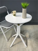 İkra Yuvarlak Beyaz Balkon Masası Mutfak Yemek Masası 60 cm - 3