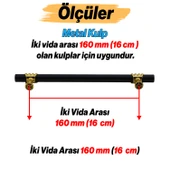 Mobilya Mutfak Dolabı Çekmece Dolap Kulpları Kapak Kulpu Kulbu Siyah Altın 160 mm Metal Kulp 16 Cm thumbnail 3