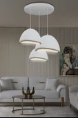 3'Lü Modern Tasarım Beyaz Beton Avize - 2