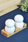Paçi Grace 2'li Bambu Standlı Porselen Tuzluk Seti - 1