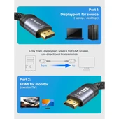Jsaux 4K Displayport  Dp To HDMI Kablo Adaptörü 2mt Dp HDMI UHD 4K@30Hz/2K@60/1080P@120 Naylon Dp - Hdtv Tek Yönlü Kablo Dell, Projektör, Masaüstü, Amd, Nvıdıa, Lenovo, Hp, Thinkpad Uyumlu CV0047 - 3