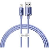 Baseus Crystal Shine 2.4A 120 cm Lightning Şarj Kablosu Mor thumbnail 1