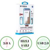 HüSo_Dark Evo P60 Uyumlu Mikro Usb Girişli 3.0 Amper Adaptör+Kablo Hızlı Şarj Aleti_Q30 thumbnail 2