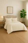 Ekol Baklava Model 3 Parça Krem Rengi 1 Yatak Örtüsü (240x250 cm) +2 yastık kılıfı (50x70) cm - 2