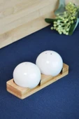 Paçi Grace 2'li Bambu Standlı Porselen Tuzluk Seti - 1